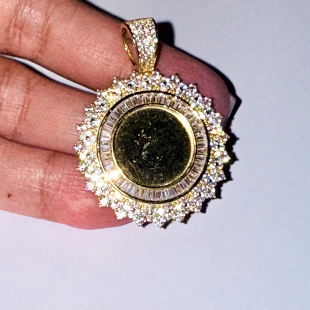 10k Gold Vermeil Swarovski Crystal Memorial Pendant, Picture charm, Memory Charm